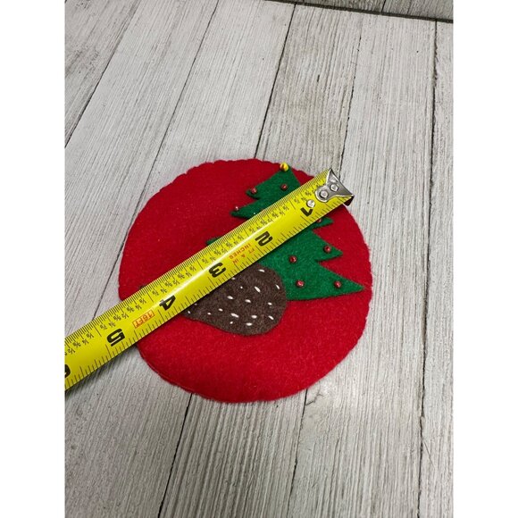 Vtg Hedgehog Christmas Tree Decor Happy Holidays Felt Ornament 5" Diameter - Picture 3 of 3